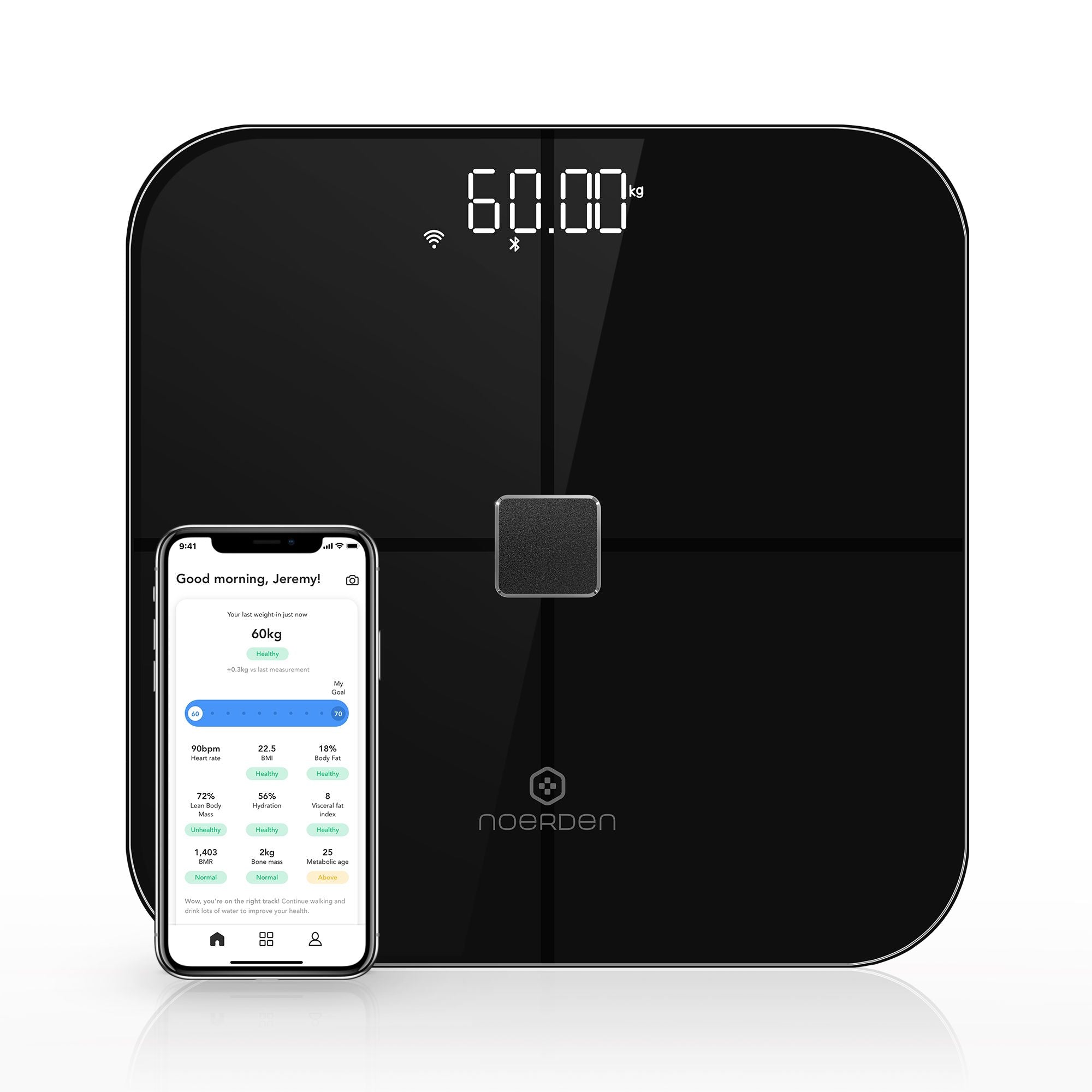 NOERDEN WiFi & Bluetooth Smart Body Scale with Heart Rate Monitor
